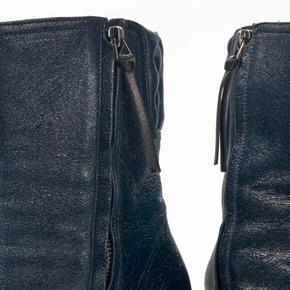 Dorothee Schumacher Dark-Blue Quilted Crackled-Leather Ankle Boots - Picture 7 of 10